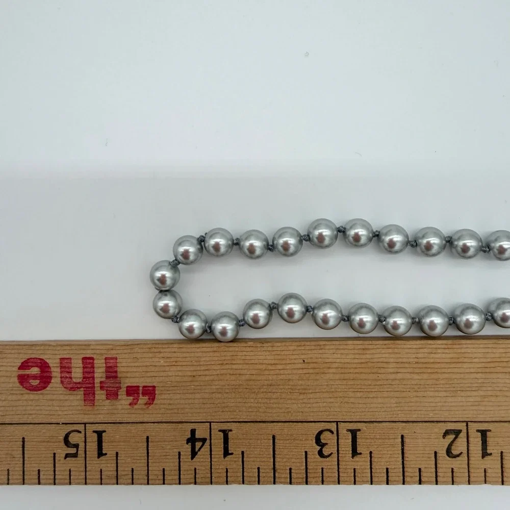Vintage‎ Monet Gray Pearl Necklace & Bracelet Set Knotted Signed Silver Tone